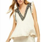 Free People Market Place Top XS Embroidered Ecru Multi NWT $98 B25