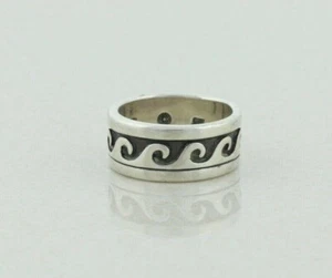 Sterling Silver Wave Band Ring Size 4 1/4 - Picture 1 of 6