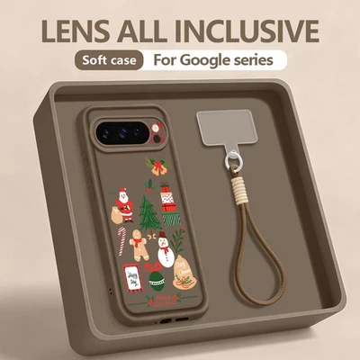 For Google Pixel 10 9 Pro 8 9 Pro XL 8A 7A Christmas Lanyard Silicone Case Cover - Image 1 of 4
