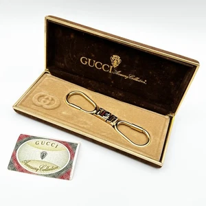 GUCCI Schlüsselanhänger Doppelhaken Karabiner gold bicolor oval ineinandergreifend Sherry - Bild 1 von 23