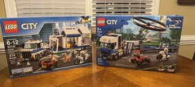 2 Lego CITY Sets Mobile Command Center 60139 & Police Helicopter Transport 60244