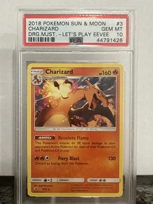 2018 Pokemon Sun & Moon Dragon Majesty #3 Charizard Let's Play Eevee! PSA 10 - Image 1 of 3