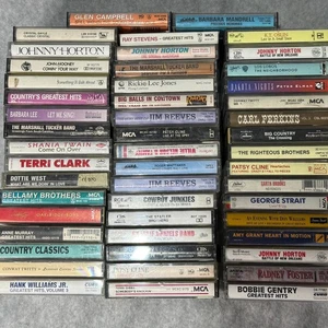 50 Cassette Lot Country Music – Johnny Horton Patsy Cline Garth Brooks Twain - Picture 1 of 12