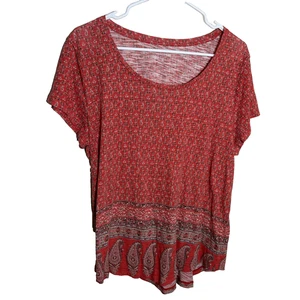 Lucky Brand T-Shirt Damen XL Kurzarm Rundhals Boho Freizeitshirt Oberteil - Bild 1 von 8