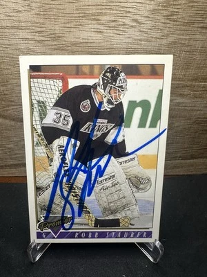 1993-94 Topps Premier Los Angeles Kings Robb Stauber #109 In-Person ON-CARD AUTO - Image 1 of 2