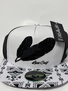 Sombrero de camionero de plumas de pantorrilla perdida para hombre pico plano ajustable gorra a presión * Nuevo con etiquetas - Imagen 1 de 8
