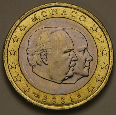 MONACO 1 Euro 2001 - Bi Metallic - Rainier III. - aUNC - 3530 * - Image 1 of 2