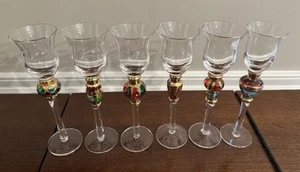 Handcrafted Cordial Jewel Stems Glasses Set of 6 - Picture 1 of 10