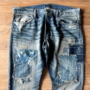 Ralph Lauren Polo Sashiko Koi Repaired Patchwork Sportsman Denim Patch Jeans 35 - Bild 1 von 21