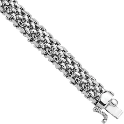 14K Solid White Gold 7mm Popcorn Mesh Chain Bracelet - Image 1 of 4