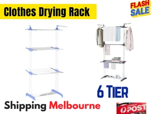Foldable 6 Tiers Clothes Rack Outdoor Indoor Laundry Drying Garment Hanger Shelf - Picture 1 of 13