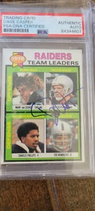 1979 TOPPS RAIDERS LEADERS CARD SIGNED BY DAVE CASPER NOTRE DAME HOF PSA DNA 169 - Picture 1 of 1