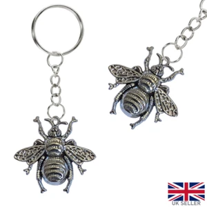 Metal Honeybee Keyring Bee Bumblebee Keychain Gift Insect Nature Hornet Cute - Picture 1 of 3