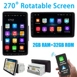 10.1" Double 2 Din Android 13 Rotatable Screen Car Stereo Radio GPS WIFI Carplay - Picture 1 of 24