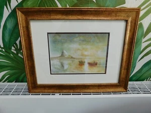 Schön gerahmter Druck von Holy Island signiert G Taws - Bild 1 von 6
