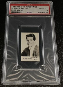 PSA 8 Warren Beatty Rookie Card 1960 FPF  Ltd Greetings Film Stars POP 4 - Picture 1 of 3