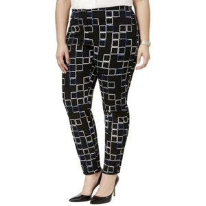 Alfani Plus Size Printed Comfort Waist Skinny Ankle Pants 24W, Deep Black #1552 - Picture 1 of 3
