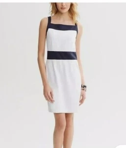 Banana Republic 4 Navy Blue Off-White Ponte Sheath dress Suit Work Career $120 - Picture 1 of 11