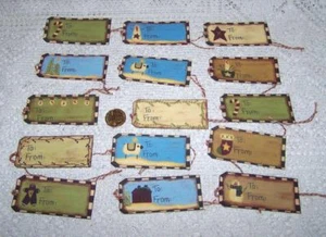 15-Christmas-Primitive-Holiday-Linen Cardstock-Farmhouse-Parties-Gift-Hang-Tags - Picture 1 of 1