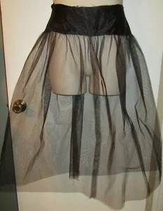 UNFINISHED Black NET GOWN DRESS LINING SLIP M/L Crinoline Petticoat Liner Skirt - Picture 1 of 1