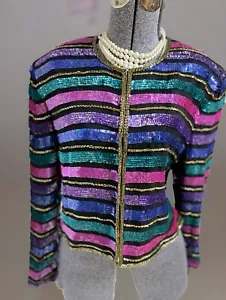 NEW Talbots Blazer Size L Sequins 80’s Vintage Silk Glam Evening Jacket $198 - Picture 1 of 24