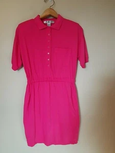 Vintage OHI Dress M Med Medium Pink Short Sleeve Polo Style Pockets Casual - Picture 1 of 5