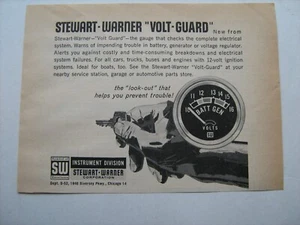 1962 Stewart-Warner "Volt-Guard" battery-generator gauge--original vintage ad - Picture 1 of 1