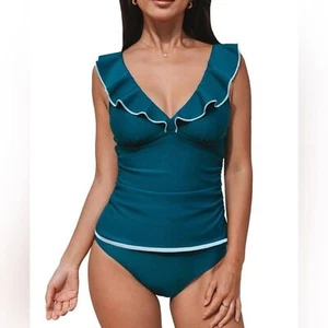 Cupshe Damen Tankini Badeanzug Set mit Kontrastbesatz Größe S Neu mit Etikett - Bild 1 von 10