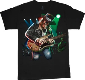 Texas Blues Skeleton Skull Guitar Gifts Design Decal T-shirt Men's Graphic Tee - Picture 1 of 1