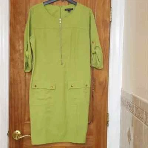 NWT Sharangano Women's Belted 3/4 Sleeve Midi Shirt Dress With Front Pockets - Picture 1 of 16