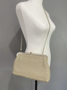 VINTAGE Metal Mesh Bag Evening Bag Purse Chain Shoulder Strap Made In Hong Kong - Picture 1 of 7