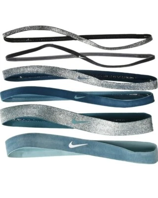 Nike Unisex Mixed Width Headbands Novelty 6-Pack Black/Black/Midnight Turquoise  - Image 1 of 2