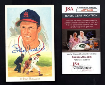 Stan Musial Signed Autograph Perez Steele Celebration Postcard JSA💎COA - Image 1 of 3