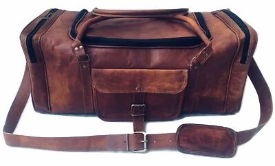 Weekender Vintage Men's Bag Leather Duffel Travel Luggage Gym Genuine Overnight - Image 1 of 4