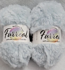 New Lot 2 Skeins Knitting Fever Furreal in Blue Budgerigar 71yds 100g - Picture 1 of 3