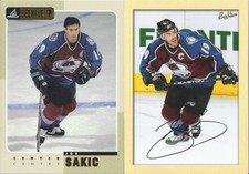 Joe Sakic 1997-98 Pinnacle & 2005-06 Upper Deck Bee Hive Jumbo 5 X 7 Cards