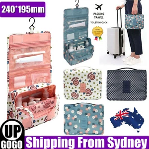 Travel Cosmetic Makeup Bag Storage Large Bag Hanging Toiletry Case Organizer AU - Picture 1 of 17