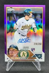 2023 Topps Chrome Purple Refractor Cal Stevenson RC Auto 218/250 - Athletics - Picture 1 of 2