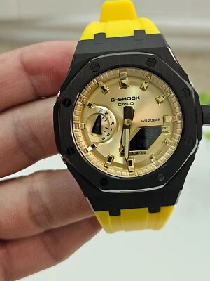 🔥 Custom G-SHOCK GA-2100 Mod – Gold Dial × Yellow Strap | Luxury Style watch - Image 1 of 4