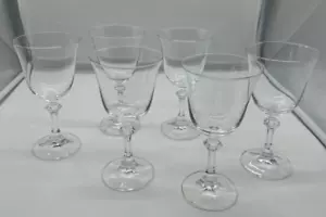 6 Royal Bavarian Crystal RBV1 Flaired Bowl Knob in Multi-Sided Stem Water Goblet - Picture 1 of 3