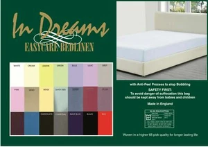 Fitted sheet 3'x 6'10" university bed 200tc 21 colours easycare polycotton - Picture 1 of 28