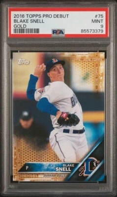 BLAKE SNELL Rays 2016 Topps Pro Debut GOLD Parallel #75 RC #37/50 Padres PSA 9 - Image 1 of 2