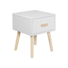 Comodino Cassia 44x35x35 MDF Pino Bianco Marrone Scandinavo Parzialmente Montato