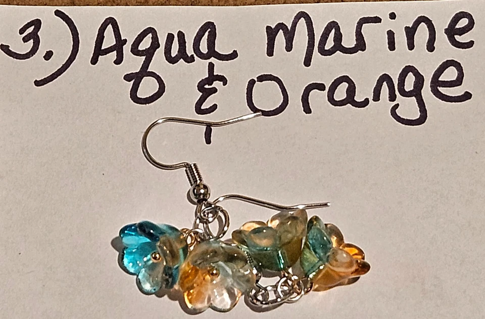 PENDIENTES DOBLE FLOR CRISTAL ROSAS HECHOS A MANO 11 ESTILOS A ELEGIR COLECCIONAR TODOS Foto 1 de 1