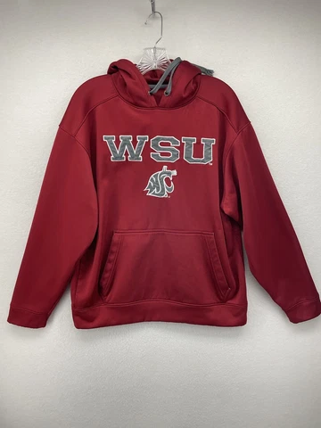 Washington State University Cougars Mens Sweatshirt Red Extra Large XL Hoodie Cover