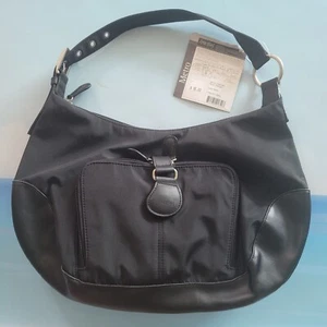 New AmeriBag Solid Black Purse Metro Collection Chicago Built In Wallet Bag  - Picture 1 of 11