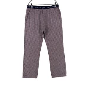 GANT Red Dark Blue Checkered Regular Fit Pajama Sleeping Pants Trousers Size M