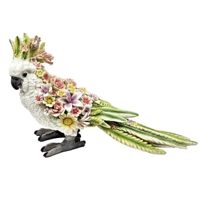 Australia Cockatoo Bird Floral Flower Garden Ornament Figurine Statue Sculpture - Foto 1 di 7