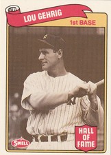 1989 CMC Swell Baseball Greats Lou Gehrig 25 New York Yankees