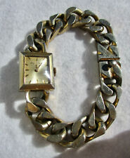 Vtg 60's Pedre Wind-up Women's Wristwatch 17 Jewels Gold Tone Metal Chain Band